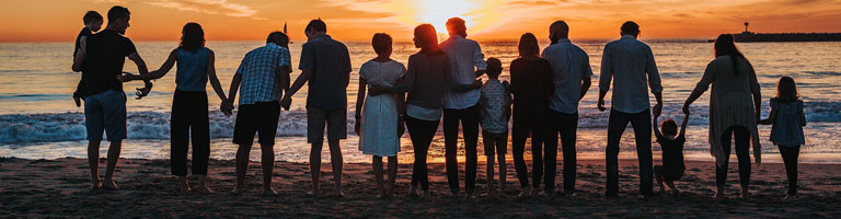 family sunset beach